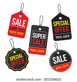 Red black and yellow color price tag design set , special offer, vector