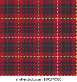 Red, Black, & Yellow Twill Weave Plaid Seamless Vector Illustration