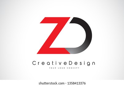 Red and Black ZD Z D Letter Logo Design in Black Colors. Creative Modern Letters Vector Icon Logo Illustration.