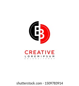 red and black zipped circle connection B logo letter isolated with white background design concept