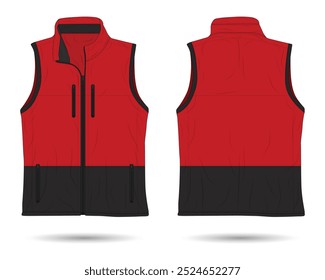 Red and black zipper vest mockup