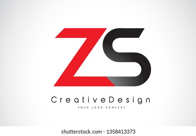 Red and Black ZS Z S Letter Logo Design in Black Colors. Creative Modern Letters Vector Icon Logo Illustration.