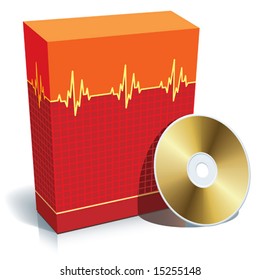 Red blank 3d box with medical software and CD.