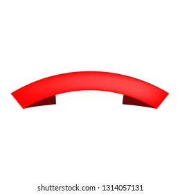Red blank arched scroll on white background. Emblem, tape, frame. Advertising concept. Vector illustration can be used for banners, leaflets, posters