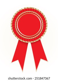 Red blank award rosette with ribbon