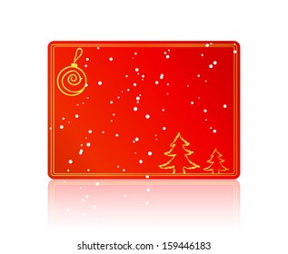 Red Blank Christmas Card. New Year Greeting Brochure Isolation on White Background