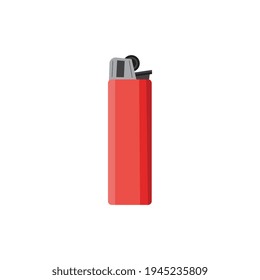 Red blank cigarette lighter without flame flat vector illustration isolated.