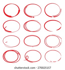 red blank circle, hand drawn highlighter circles