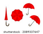 Red blank classic round rain Umbrella. Vector