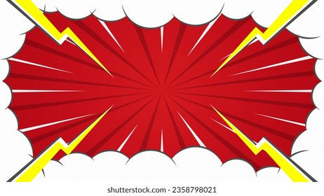 Vector de fondo de historietas en blanco rojo con semitono, poderes, nubes y rayas