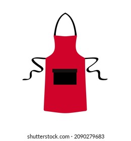 Red blank kitchen cotton apron isolated. Protective apron uniform for cooking. Vector illustration. eps 10