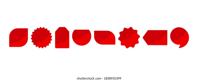 Red blank labels, advertisement sticker icons, badges set. Vector illustration