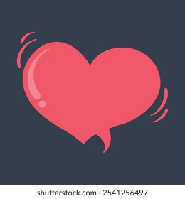 vermelho em branco forma de amor bolha de bate-papo em design de vetor plano.
