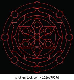 Red blank magic circle for fill spell texts.