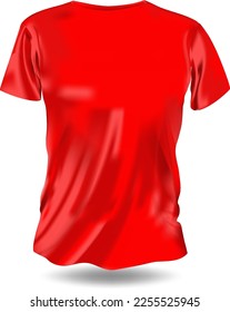 Red blank men T-shirt template, from one side, natural shape on invisible mannequin, for your design mockup for print, isolated on white background