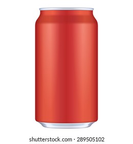 Red Blank Metal Aluminum Beverage Drink Can. Illustration Isolated. Mock Up Template Ready For Your Design. Vector EPS10 svg