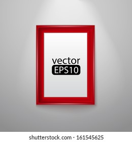 red blank paper frame on white wall