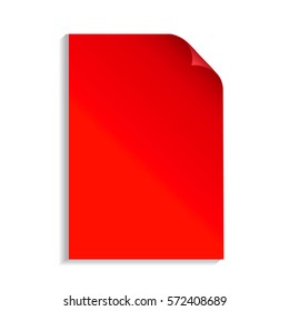 Red blank paper sheet on white background