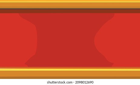 Red blank picture frame gold border. Vector illustration