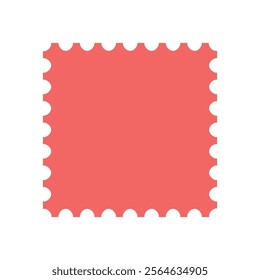 Red blank postage stamp square shape isolated vector illustration