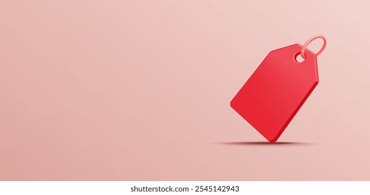 Red blank price tag 3D. For marketing advertising concepts for products. Discounts, sales, new goods, high quality. Vector illustration.