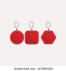 red blank prize tags label icon. Vector illustration style is flat iconic symbol, red color. Designed for websites and software interfaces