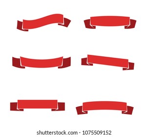 red blank ribbon banner vector design template