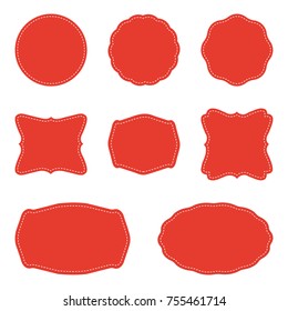 Red Blank Round Label. Labels and Badges. Vintage Frame. Isolated Vector Illustration
