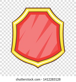 Red blank shield icon. Cartoon illustration of red blank shield vector icon for web