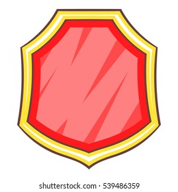Red blank shield icon. Cartoon illustration of red blank shield vector icon for web