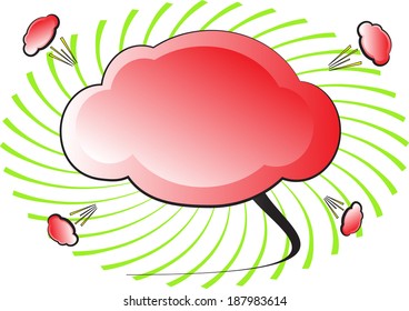 Red blank speech bubbles in comic speech bubble style on green and white background 