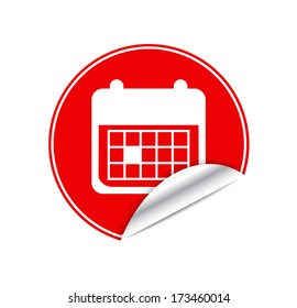 Red Blank Sticky Paper Calendar Isolated on White Background