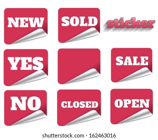 Red Blank Sticky Paper Set Isolated on White Background
