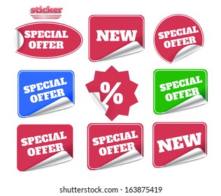 Red Blank Sticky Paper Set Isolated on White Background