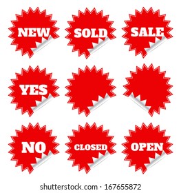 Red Blank Sticky Paper Set Isolated on White Background