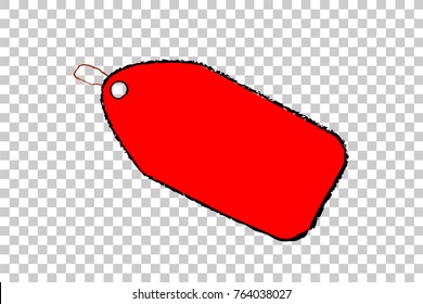 Red Blank Tag with Crayon Effect Outline, at Transparent Effect Background
