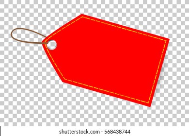 Red Blank Tag with Golden List at Transparent Effect Background