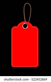 Red Blank Tag, isolated on white, at Black Background

