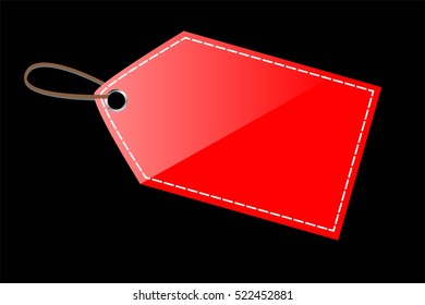 Red Blank Tag, isolated on white, at Black Background
