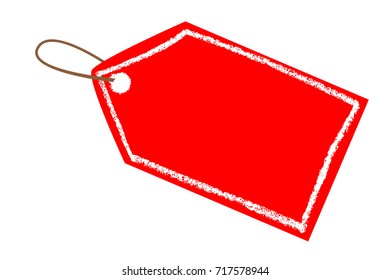 Red Blank Tag, White Crayon List, isolated on white
