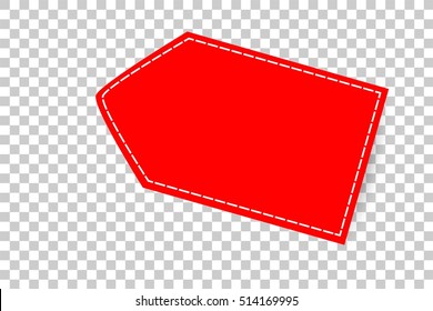 Red Blank Tag, Without Rope, at transparent effect background, with soft shadow at the bottom
