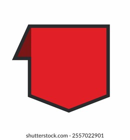 red blank text space banner with outline in flat vector design.