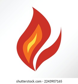 Red blazing fire in minimalist vector style.