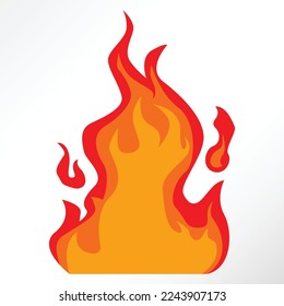 Red blazing fire in minimalist vector style.