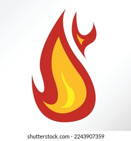 Red blazing fire in minimalist vector style.
