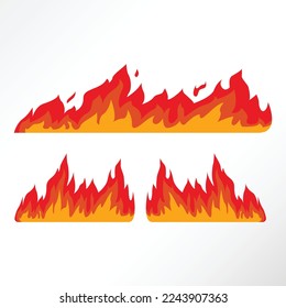 Red blazing fire in minimalist vector style.