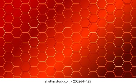 Combo de miel rojo brillante, fondo de rejilla del peine de miel. Resumen de patrón caliente. Vector