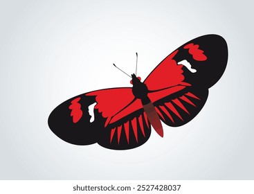 Red and blck butterfly. Forest butterfly, insect.