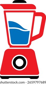 A red blender with blue liquid inside, ready to make a healthy smoothie