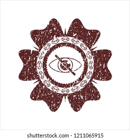 Red blind icon inside distress rubber grunge texture stamp